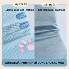 Gối Cao Su Non Băng Lạnh Bụng Mèo Họa Tiết Đáng Yêu Chất Liệu Mát Mịn Êm Ái Cao Cấp Kích Thước 35x55cm