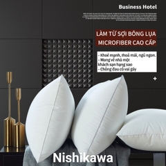 [Chính hãng Nishikawa] Gối Đầu Nishikawa Bông tinh khiết Microfiber Cao Cấp Trắng Êm Ái Thoáng Mát VuaChanGa