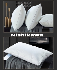 [Chính hãng Nishikawa] Gối Đầu Nishikawa Bông tinh khiết Microfiber Cao Cấp Trắng Êm Ái Thoáng Mát VuaChanGa