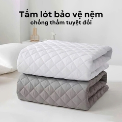 Tấm Lót Bảo Vệ Đệm Chống Thấm Nước, Không Sột Soạt, Không Nóng Bí, Chun Cài 4 Góc Tiện Lợi