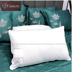 [Chính hãng Nishikawa] Gối Đầu Nishikawa Bông tinh khiết Microfiber Cao Cấp Trắng Êm Ái Thoáng Mát VuaChanGa