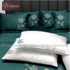 [Chính hãng Nishikawa] Gối Đầu Nishikawa Bông tinh khiết Microfiber Cao Cấp Trắng Êm Ái Thoáng Mát VuaChanGa