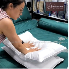 [Chính hãng Nishikawa] Gối Đầu Nishikawa Bông tinh khiết Microfiber Cao Cấp Trắng Êm Ái Thoáng Mát VuaChanGa
