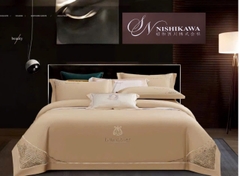 [Tencel Nishikawa] Bộ Chăn Ga Gối Lụa Tencel 120s  Nhật Bản 7 món Siêu Cấp Thêu Vi Tính