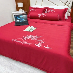 Bộ chăn ga gối phi lụa chần phủ 5 món