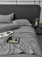 Ga gối cotton linen 5 món siêu mềm thoáng mát, vỏ chăn chần có thể lồng thêm được ruột