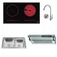 COMBO BẾP ĐIỆN TỪ LORCA LCE 877 + HÚT GIOVANI CONCORD 702 + CHẬU EU-8143E6 + VÒI S-KL038