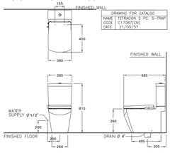 Bàn cầu 2 khối nắp rửa cơ CVN92200 Grand Tetragon C17087(CN)