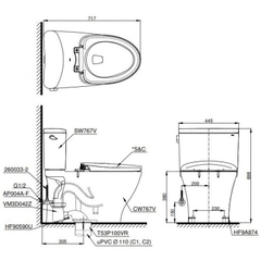 Bồn Cầu TOTO CS767RT10 Nắp Êm TC385VS 2 Khối