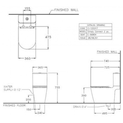 Bàn cầu 2 khối nắp đóng êm Simply Connect C125317