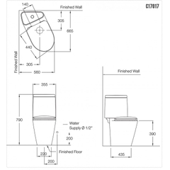 Bàn cầu 2 khối nắp đóng êm Space Solution C17017