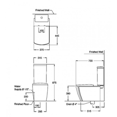 Bàn cầu 2 khối nắp đóng êm 3x3 - R3 C16897