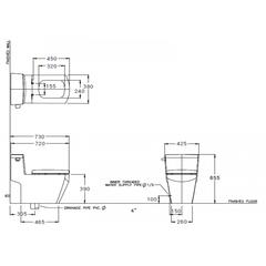 Bàn cầu 1 khối nắp đóng êm Grand Tetragon C107147