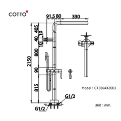 Vòi sen tắm đứng có kèm bát sen COTTO CT386AXZ003