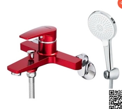 Vòi Sen Nóng Lạnh CAESAR S393CR Màu Đỏ Tay Sen Massage