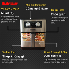 Nồi chiên không dầu Hachimitsu 8 lít HC688