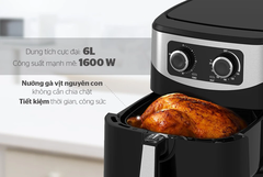 Nồi chiên không dầu 6L SUNHOUSE SHD4062