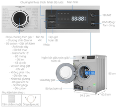 Máy giặt cửa ngang Toshiba 9,5kg xám TW-BK105S3V(SK)