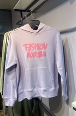 Áo Hoodie unisex form rộng có mũ chất bỉ bông - Tím