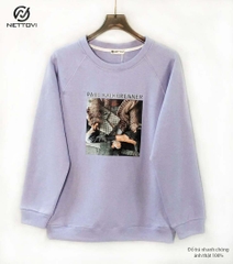 Áo Sweater nỉ bông Nam nữ dáng rộng kiểu dáng basic cực HOT - Tím