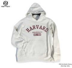 Áo Hoodie unisex form rộng có mũ chất bỉ bông - Be