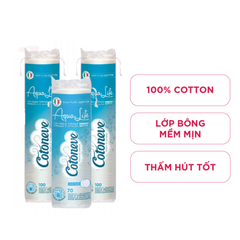 Cotoneve Combo 2 Bông tẩy trang may viền dập nổi AQUA LIFE CT002 + BTT CT001 (70m) (IP02) - mới