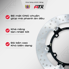 Đĩa thắng sau thép không gỉ SUS 420 MTX độ cứng cao cho xe phân khối lớn