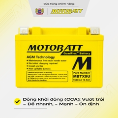Bình điện phân khối lớn Motobatt Quadflex 12V 10,5Ah  hỗ trỡ nhiều dòng xe bảo hành 12 tháng chính hãng