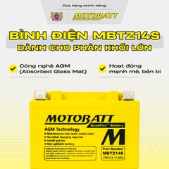 Bình điện phân khối lớn Motobatt Quadflex 170A 11,5Ah dòng khủng bảo hành 18 tháng chính hãng