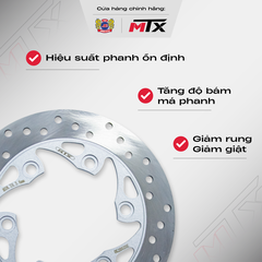 Đĩa thắng sau thép không gỉ SUS 420 MTX độ cứng cao cho xe phân khối lớn