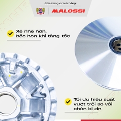 Chén bi nhôm A380 bạc thau dầu có mod bẻ độ Malossi hộp màu đen