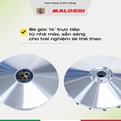 Combo chén bi cánh quạt nhôm A380 bạc thau dầu mod bẻ độ Malossi tem màu đen dành cho Honda