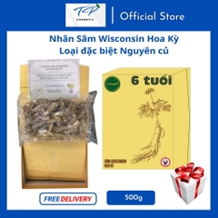 [Chính hãng] Nhân Sâm Wisconsin Hoa Kỳ (Sâm Mỹ), Loại đặc biệt 6 tuổi – Nguyên Củ 500g: Tăng Sức Đề Kháng, Bồi Bổ Cơ Thể