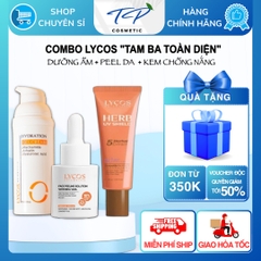 Combo TAM BA TOÀN DIỆN Lycos: Tinh Chất Peel Lycos – Gel Cấp Ẩm Lycos – Kem Chống Nắng LYCOS