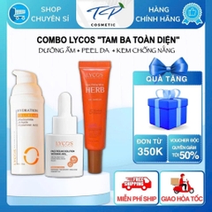 Combo TAM BA TOÀN DIỆN Lycos: Tinh Chất Peel Lycos – Gel Cấp Ẩm Lycos – Kem Chống Nắng LYCOS