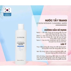 Nước Tẩy Trang COSOM INTENSIVE CLEANSING WATER Hàn Quốc: Làm sạch sâu – Dưỡng ẩm – sáng da