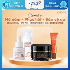 Combo 4 Sáng Da Mờ Nám Lycos: Peel Da Lycos + Kem Nám Lycos + Dưỡng ẩm Lycos + Kem Chống nắng Lycos