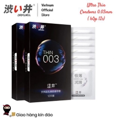 [Hộp 12 cái] Bao Cao Su Siêu Mỏng 0.03mm – Ultra Thin 0.03mm Condoms 800mg gel
