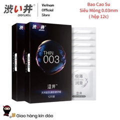 [Hộp 12 cái] Bao Cao Su Siêu Mỏng 0.03mm – Ultra Thin 0.03mm Condoms 800mg gel