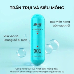 [Vỉ 3v} Bao Cao Su Viên Nang 800mg Gel Siêu Mỏng Xanh Xanh C-40