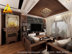 Combo Phòng Khách gỗ Óc Chó kết hợp MDF