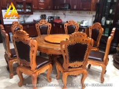 Bộ Bàn Ăn Tròn 8 Ghế Bọc Đệm