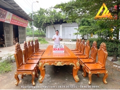 Bàn Ăn Dát Vàng 12 Ghế Louis(Bán về Thanh Hoá)