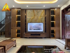 Combo full phòng khách sofa vách kệ tivi