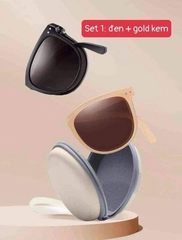 Sét đôi kính chống tia uv (đen+ gold kem)