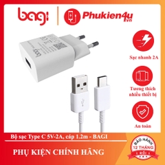 Bộ sạc 5V-2A và dây sạc nhanh Type-C 1.2m Bagi (CB-C52)