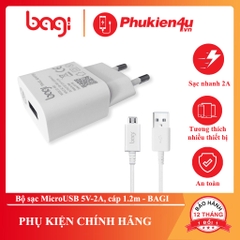 Bộ sạc 5V-2A + dây Micro dài 1.2m Bagi (CB-M52n)