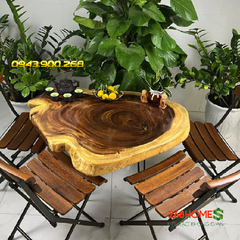 Bàn ghế gỗ nguyên tấm HA601