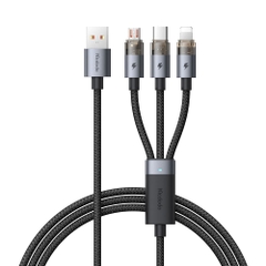 Cáp Sạc Nhanh Mcdodo USB to M+L+C 3-in-1 6A Transparent Cable with Charging Light