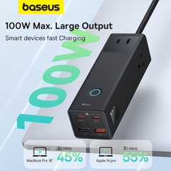 Trạm Sạc Nhanh Baseus PowerCombo Pro 100W | 7 Cổng (3AC, 2Type-C, 2USB), Tự Ngắt An Toàn 0.1s